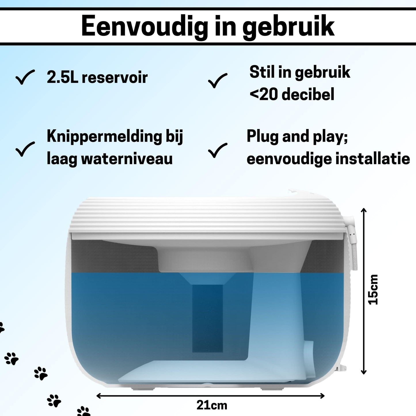 Drinkfontein - Kattenfontein - 2.5 Liter - Waterfontein Kat - Automatische Spoeling