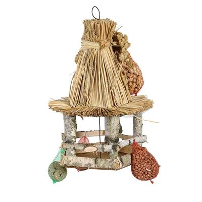 Best For Birds Voedertafel Hangend Rieten Dak Inclusief Voer