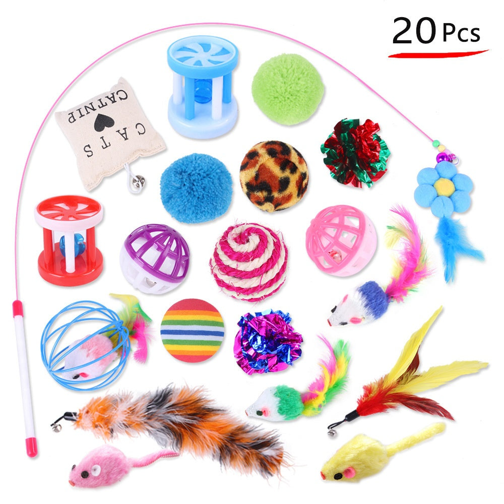 Kattenspeelgoed Set 20-delig – Hengels, Muisjes & Accessoires van Fleece