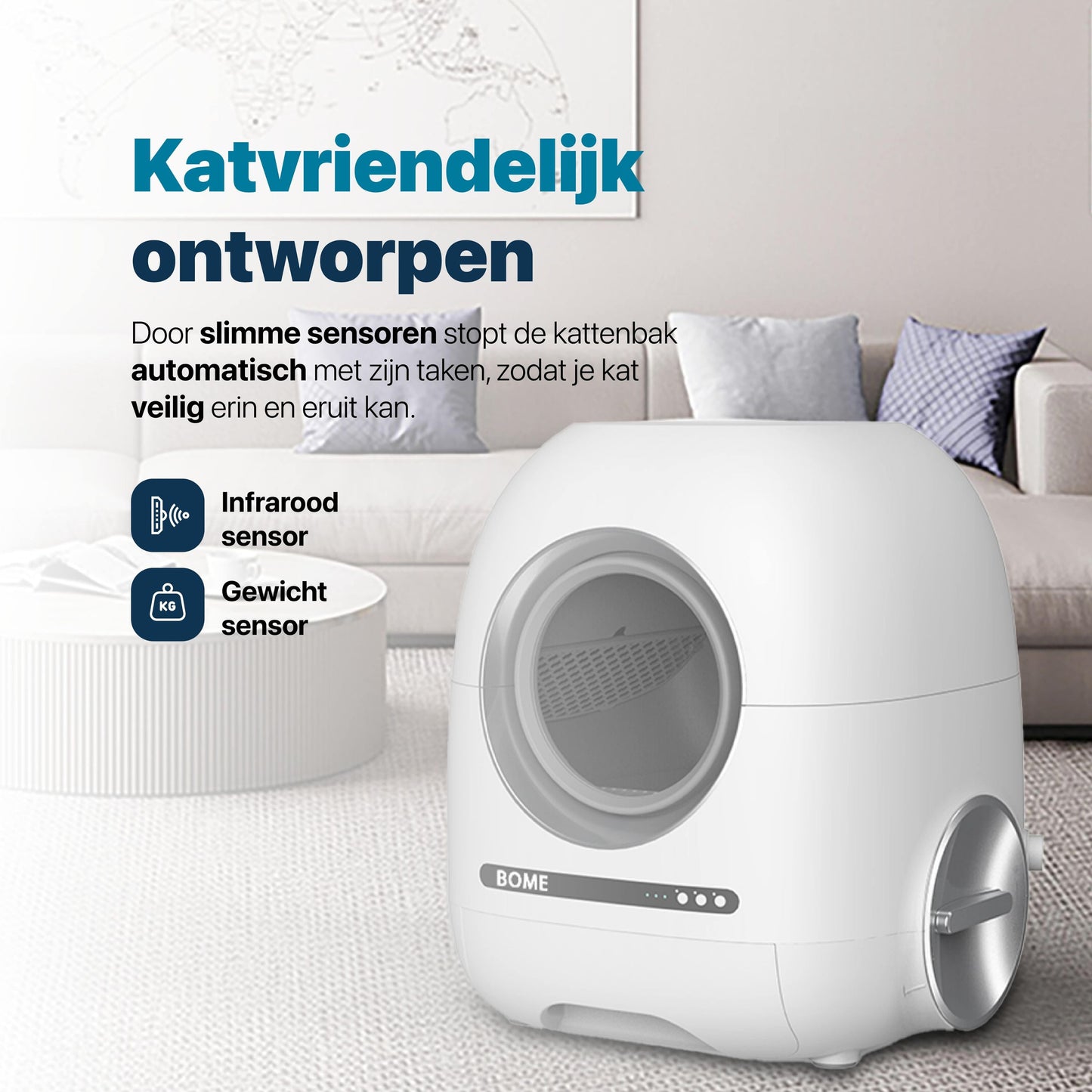 Automatische Kattenbak met Camera en App - Zelfreinigende Kattenbak